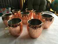 Ensemble de tasses en cuivre avec couvercle, finition martelée, style vintage, accessoires de bar, vaisselle de cuisine, tasses rondes en métal, accessoires en option