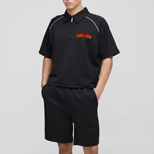 Ensemble de survêtement 2 pièces pour homme, été, délavé à l'acide, couleur unie, avec t-shirt imprimé à manches courtes, service OEM ODM personnalisé - Product Image 1