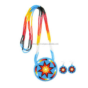 Collar de patrón geométrico romántico Unisex hecho a mano, semilla de cristal chapada en oro con cuentas como regalo de prettern nativo - Product Image 3