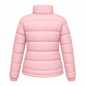 Doudoune matelassée personnalisée pour femme, couleur unie, chaude, coupe-vent, col montant, manteau d'hiver avec rembourrage alterné en duvet, vêtement d'extérieur à effet bulle - Product Image 2