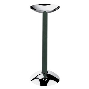 Refroidisseur à champagne élégant bicolore sur pied, base en métal poli moderne et colonne noire, pour boissons - Product Image 1