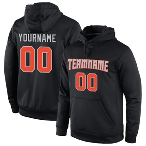 Custom Wholesale <b>Black</b> Orange Gray Hoodie Stitched Jersey Embroidery <b>Fleece</b> Pullover Breathable Team Sports Training Wear - Product Image 1