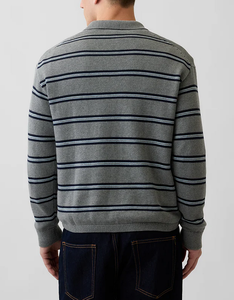 Pull-over Homme Rayé en Coton Jacquard Tricoté Anti-Plis de Haute Qualité 12 GG Personnalisé OEM pour l'Hiver - Product Image 4