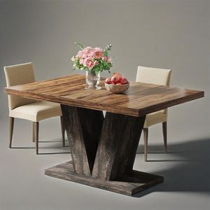 Tavolo da Pranzo in Legno Stile Fattoria Nero da 47 Pollici per 4 Persone, Tavolo da Cucina Robusto con Base a Piedistallo, Esperienza di Pranzo Elegante - Product Image 2