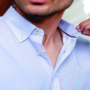 Camiseta a rayas informal de cuello redondo de manga larga de color sólido fabricada a medida OEM para hombres - Product Image 3