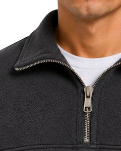 Charcoal Gray <b>Men</b> Oversized Quarter Zip Sweatshirt <b>Pullover</b> Fleece Long Sleeve Casual Streetwear Sweater Custom Heavy Cotton Top - Product Image 6