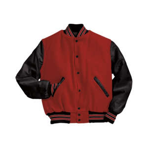 <b>Black</b> <b>and</b> <b>Red</b> Wool Leather Eco-Friendly Breathable Winter High Street Plus Size <b>Varsity</b> <b>Jacket</b> for Men - Product Image 2