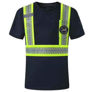T-shirt de travail haute visibilité pour homme à manches courtes, design de gilet de sécurité réfléchissant, en polyester, chemise fluorescente - Product Image 1