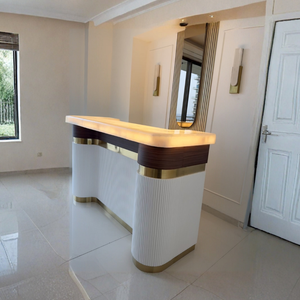 โต๊ะบาร์หินอ่อน Argmac ขนาด 8x2 ฟุต ปรับความสูงได้ ดีไซน์ทันสมัย เหมาะสำหรับอพาร์ทเมนต์และห้องนั่งเล่น - Product Image 2