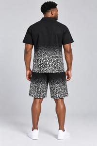 Conjunto de 2 Piezas para Hombre, Camisa de Manga Corta con Botones y Estampado de Burbujas Degradado y Pantalones Cortos con Cordón, Poliéster Antibacterial de Secado Rápido - Product Image 2
