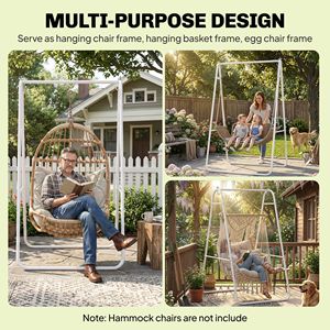 Heavy Duty Solid Steel A-Frame Stand for Hanging <b>Hammocks</b> & Egg Chairs Max Load 330 LBS White Color - Product Image 5