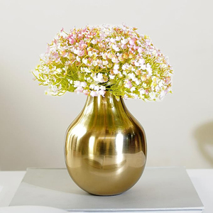 Vase rond métallique doré brillant, vase décoratif pour fleurs, pour la maison, l'hôtel, le restaurant, centre de table, décoration en gros - Product Image 6