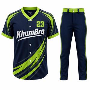 KhumBro Baseball Jersey Set Men's Short Sleeve Sublimated Uniform Black Yellow Striped <b>Athletic</b> Fit Quick Dry Polyester - Product Image 6