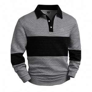 Men's Long Sleeve Color Block Knitted for <b>Shirt</b> Casual Button Placket Collared Regular Fit Soft Breathable Everyday 100% Cotton - Product Image 5