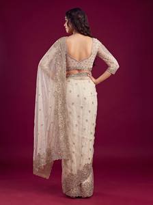 Ensemble indien pakistanais en tulle brodé pour femmes, avec dupatta en crêpe, pour mariage, fête, Diwali - Product Image 2