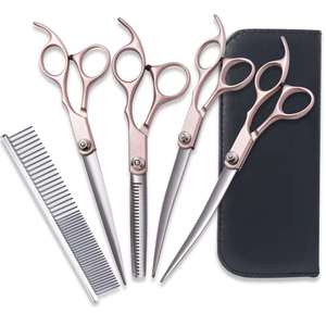 Wholesale Pet Grooming <b>Scissors</b> Set Steel 4 in 1 <b>Dog</b> Cat Hair Thinning Curved Shears Kit - Product Image 5