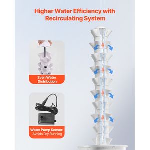 Sistema de Torre Hidropónica Vertical de 10 Niveles y 50 Cápsulas con Bomba de Agua Rodante para Jardines Domésticos - Product Image 3