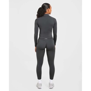 Women Red Full Length Yoga Jumpsuit High Waist Long Sleeve Zipper Tummy Control <b>Shapewear</b> <b>Bodysuit</b> - Product Image 4