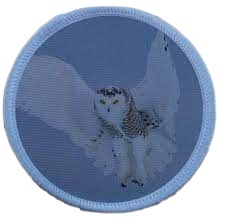 Applique en tissu brodé 3D sublimé motif fleur, bleu foncé avec souris et épées blanches - Product Image 3