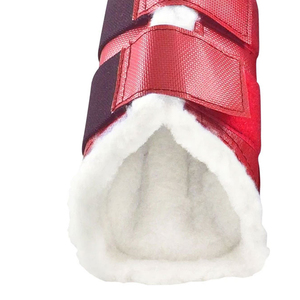Bottes de protection pour chevaux, doublées de polaire rouge, couleur unie, pour la protection des jambes - Product Image 3