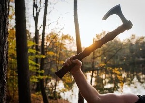 RAGNAR Viking <b>Axe</b> | 24 Inch Hand-Forged Rosewood <b>Handle</b> with 1095 Carbon Steel Fire Pattern Damascus Blade - Product Image 4