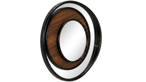 <b>Round</b> Wall <b>Mirror</b> with Wood Frame and Glass Surface Modern Decorative Design <b>for</b> <b>Bathroom</b> Decor Customizable Thickness - Product Image 2