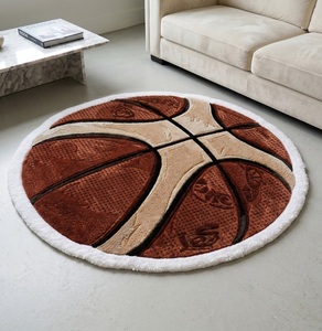 Tapis moderne en laine de qualité supérieure, tufté à la main, antidérapant, en forme de ballon de basket, pour la décoration de la chambre et du salon - Product Image 1