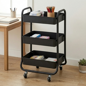 Carro de herramientas de utilidad rodante de metal resistente de 3 niveles al por mayor - Product Image 1