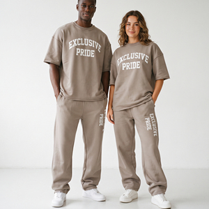 Wholesale <b>T</b> Shirt Tracksuit Men Women Manufacturer Fashion <b>T</b> Shirt And Trouser Custom Printing Loose Fit Tee Shirt <b>Track</b> Suit - Product Image 1