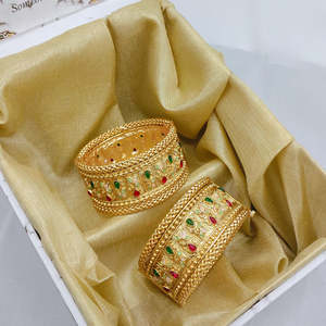 ชุดกำไลแฟชั่นแบบดั้งเดิมประดับด้วยหินโปต้าและมีนาคารีแบบเปิดได้ - Product Image 1