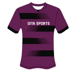 <b>Burgundy</b> Black Rugby Jersey <b>Shorts</b> Set <b>Short</b> Sleeve Crew Neck Striped Team Uniform Custom Breathable Training Performance - Product Image 3
