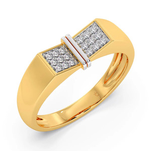 แหวนทองสองสีประดับเพชรทรงสี่เหลี่ยมคู่ - Product Image 3