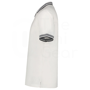 Polo de Manga Corta Blanco para Hombre, Tejido de Algodón, Color Sólido, Casual, Transpirable, Corte Regular - Product Image 3