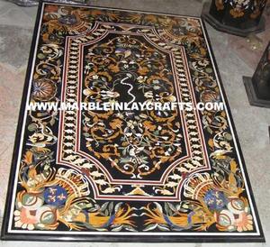 Mesa Rectangular de Mármol Blanco con Incrustaciones de Piedras Semipreciosas Naturales con Diseño de Hojas para Uso en el Hogar y la Oficina - Product Image 6