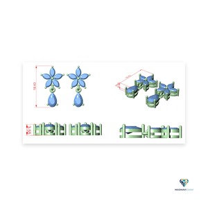 Pendientes de Oro Amarillo de 1.7 CTW con Diamantes Cultivados en Laboratorio en Forma de Marquesa y Pera, Diseño Floral, en Oro Sólido de 18K - Product Image 4