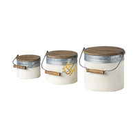 Buy Metal Sugar Coffee and Tea Tin Jar Container Candy Sealed Cans Storage Box With Handle Set of 3 Galvanized Jars Unique Style