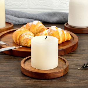 Wholesale Rustic Acacia Wooden Round <b>Candle</b> Holder Tea Light <b>Tray</b> for Party Table Decoration from Vietnam - Product Image 2