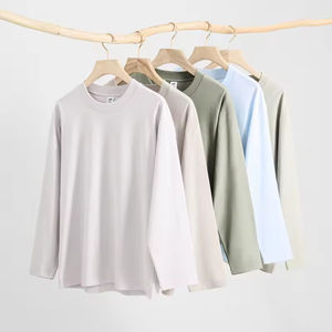 T-shirt à manches longues en coton pour hommes, garçons et filles, col rond, personnalisable avec étiquette privée - Product Image 2