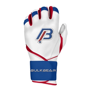 BULKBEAR Baseball Batting <b>Gloves</b> White <b>Red</b> Blue Leather Flexible Breathable Training <b>Gloves</b> Ambidextrous Hook And Loop Closure - Product Image 3