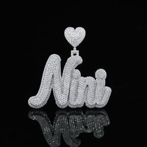 Pendentif personnalisé en moissanite taille brillant rond, double couche, bijoux hip-hop pour cadeau par Pendant by Phoenix Enterprise - Product Image 1