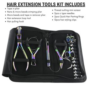 Kit d'outils d'extension de cheveux de meilleure qualité Pince à micro-maillons en acier inoxydable Type C Aiguilles à tisser Outils et pinces à crochet - Product Image 2
