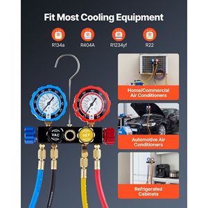 Set di Manometri per Climatizzatore con 4 Manometri, Tubi da 5 Piedi, Adattatori e Attacchi Rapidi per Refrigeranti R134a R404A R1234yf R22 - Product Image 3