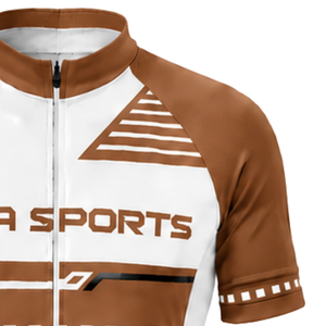 Ensemble maillot et short de cyclisme marron, blanc, à manches courtes, entièrement zippé, respirant, rembourré, pour la course, l'entraînement, la performance sportive et l'équipe - Product Image 6