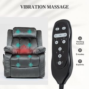 Modern Gray Power Lift Recliner Chair for Elderly Electric Massage <b>Heat</b> <b>USB</b> Remote Control Handle Operating Mechanism Sponge - Product Image 5