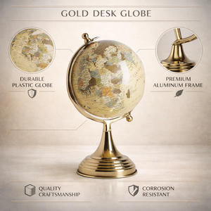 Globe terrestre de bureau exécutif haut de gamme avec support en aluminium | Globe terrestre éducatif avec carte détaillée pour bureau, table d'étude et décoration intérieure - Product Image 4
