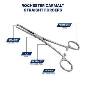 High Precision Rochester Carmalt Hemostat Forceps Surgical Clamp Locking <b>Grip</b> Instrument Medical Equipment ISO Approved - Product Image 3
