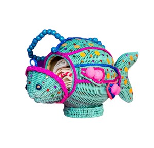 Handmade Fish Shaped Rattan Storage <b>Bag</b> Bohemian Style Plant Fiber Craft Decorative Basket for Kids and Home Use - Product Image 4