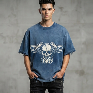 T-shirt imprimé avec graphisme vieilli personnalisé, 100% coton, tissu doux, col rond, manches courtes, unisexe, confortable à porter. - Product Image 4