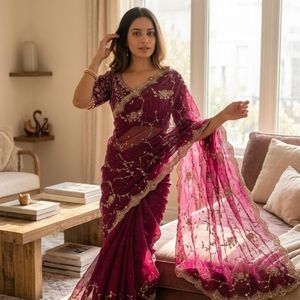 Salwar Kameez en Chiffon de Soie Doux et Confortable, Magnifique Broderie de Paillettes, Entièrement Cousu, avec Blouse Mono Banglori, Idéal pour les Fêtes - Product Image 2