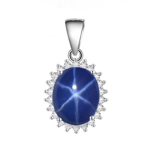 Collier pendentif en argent sterling 925 avec saphir bleu étoilé, bijoux vintage antique, cadeau pour femme - Product Image 4